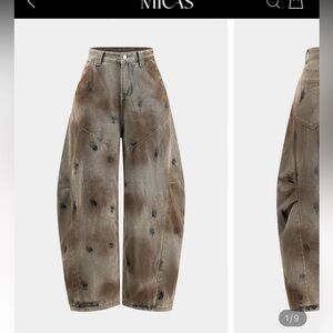 Micas Mocha Wide Leg Barrel Jeans